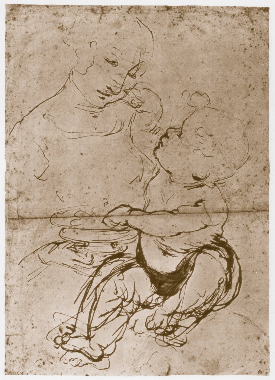 Madonna com o prato de frutas, 1480-82 de Leonardo da Vinci