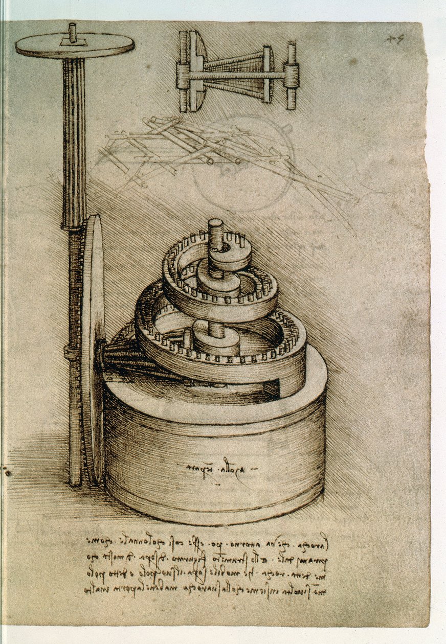 Sra. 8937, Codex Madrid I f.45r, Primavera temperada de Leonardo da Vinci