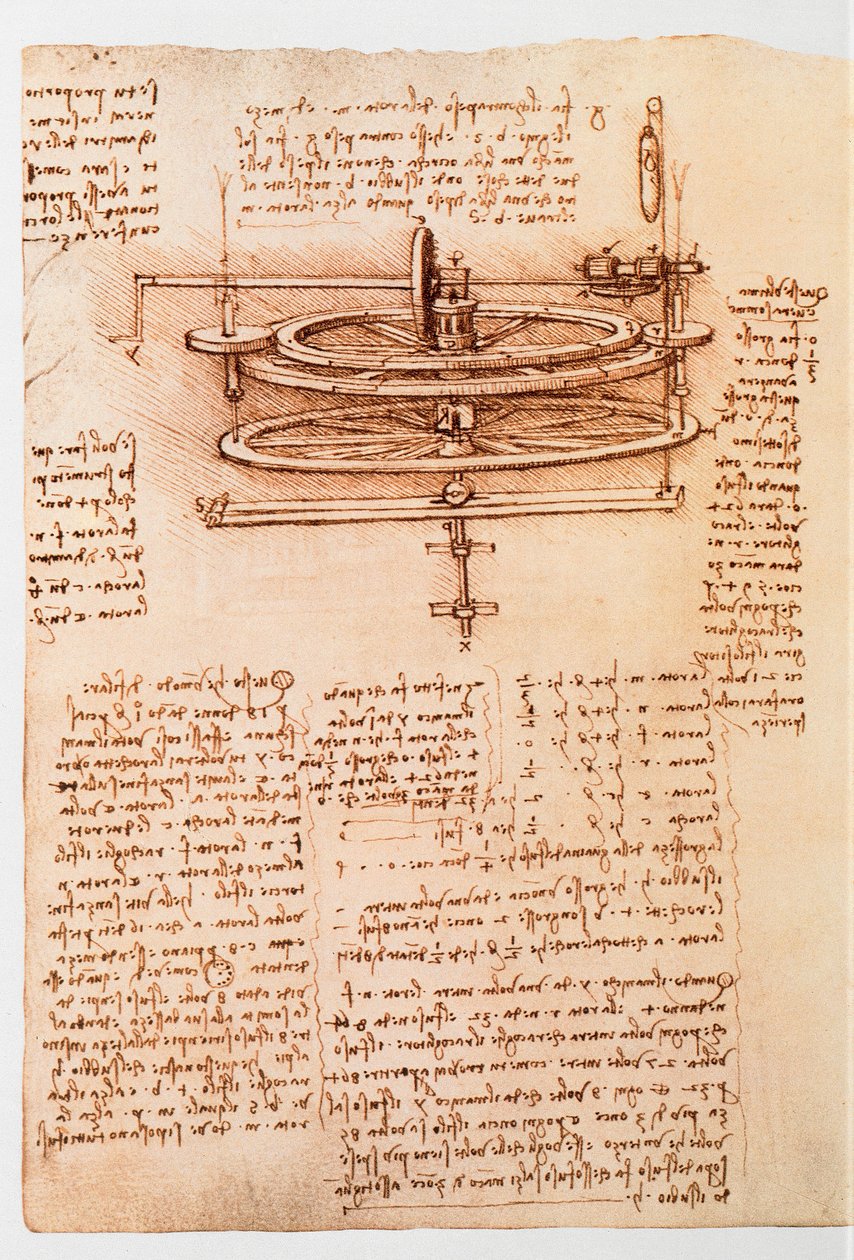 Ms 8937 fol.142r Estudo para uma roda de água, 