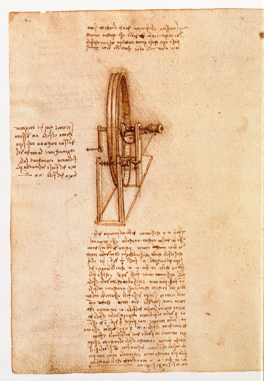 Ms 8937 fol. 65v Estudo para uma roda giratória, 