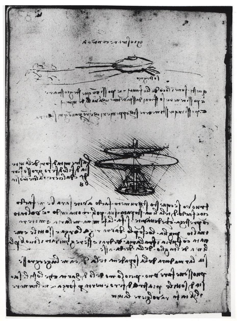 Manuscrito de Paris B, fol. 83v: Página de texto e esboços para uma máquina voadora, 1488-90 (caneta e tinta no papel) de Leonardo da Vinci