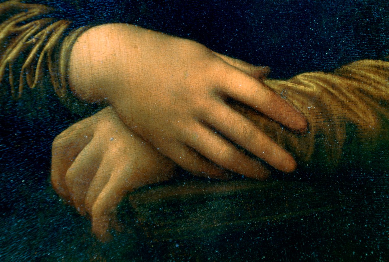 Retrato dos detalhes da Mona Lisa, 1503-1506 de Leonardo da Vinci
