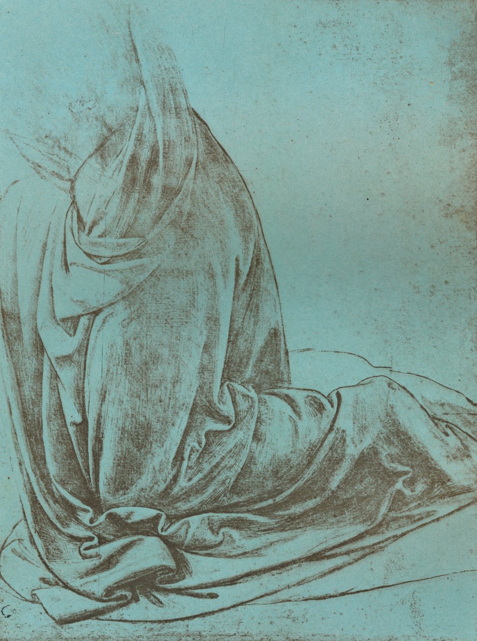Estudo preparatório da cortina para o anjo da Virgem das Rochas, 1472-c1519 1883 de Leonardo da Vinci