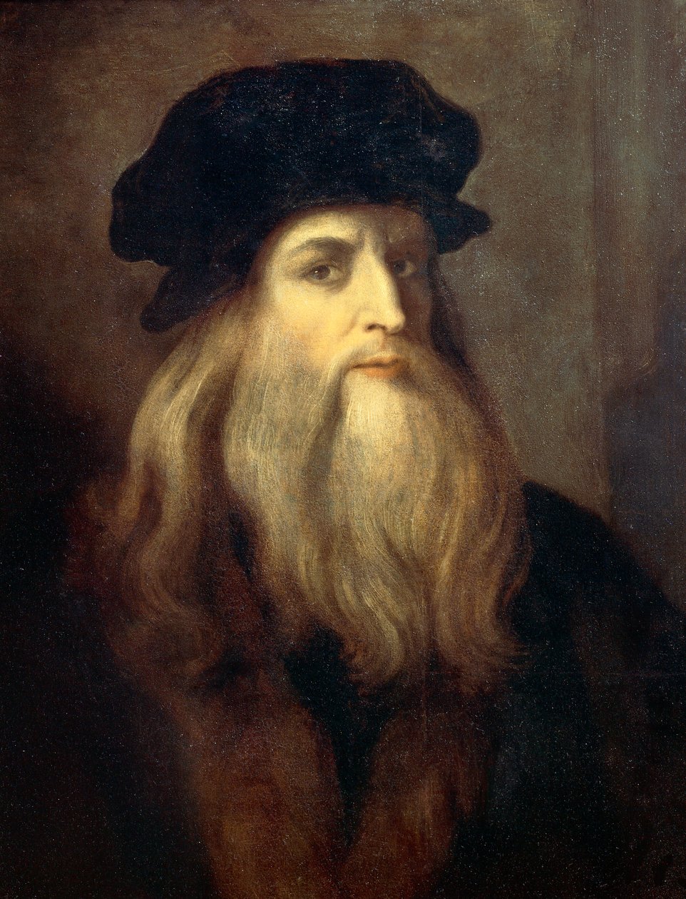 Auto-retrato presumido (retrato Lucan de de Vinci) - tempera em painel de Leonardo da Vinci