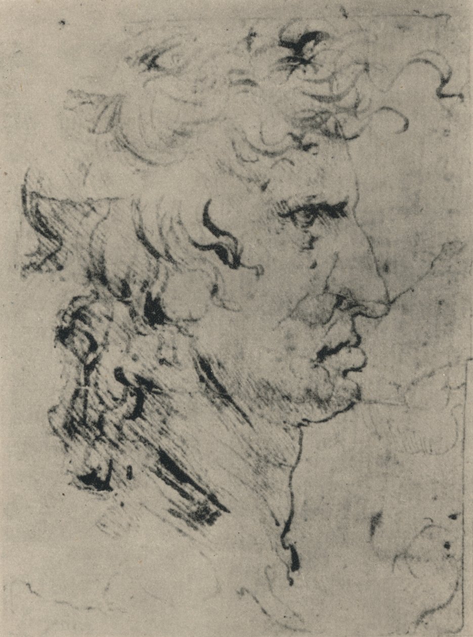 Perfil de um homem à direita, c1480 1945 de Leonardo da Vinci