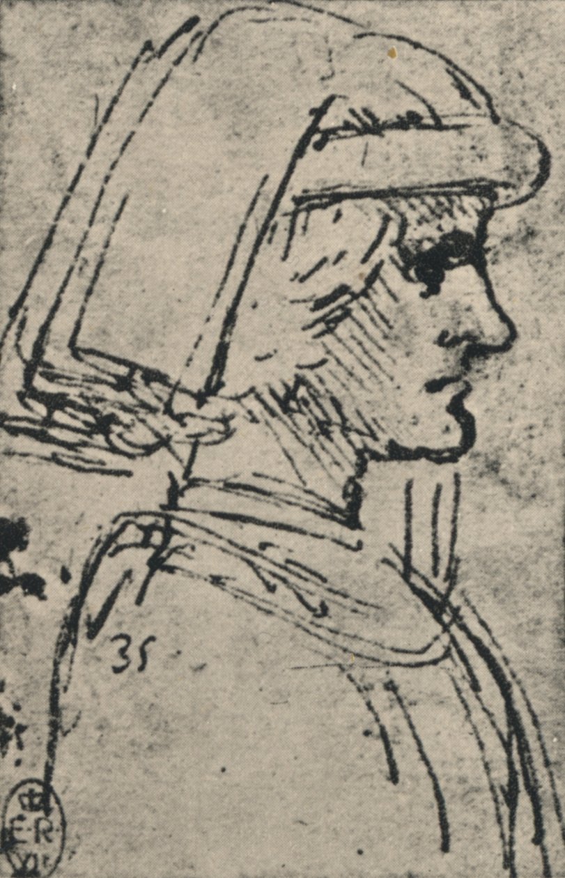 Perfil de um Jovem Vestindo Chaperon, c1480 1945 de Leonardo da Vinci