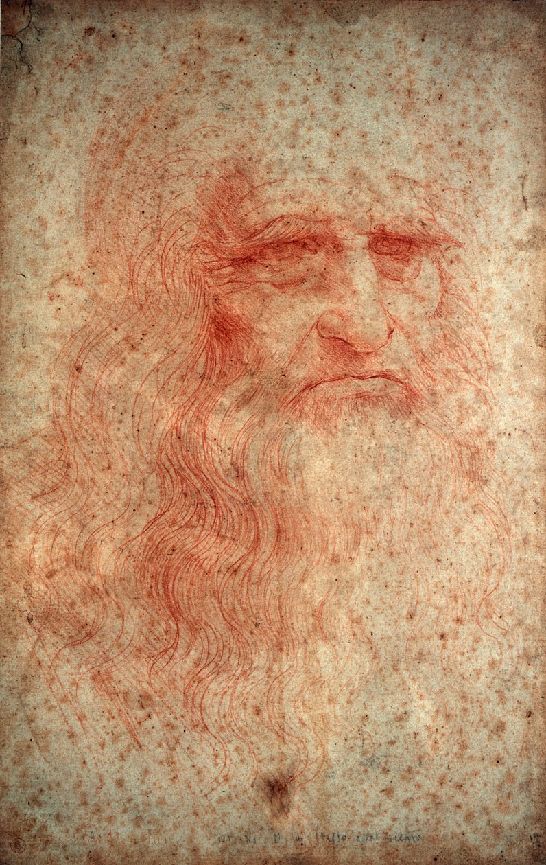 Auto-retrato de Leonardo da Vinci, pintor italiano, escultor, engenheiro e arquiteto, c1513 de Leonardo da Vinci