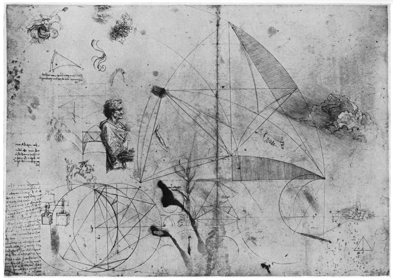 Folha de estudos, final do século XV ou início do século XVI, 1954. de Leonardo da Vinci
