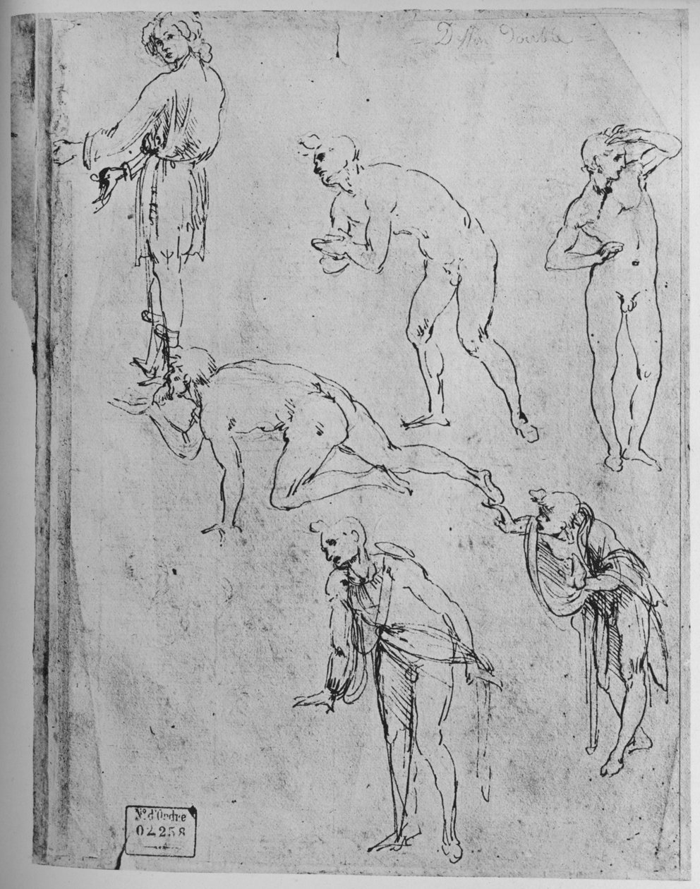 Seis estudos de figuras, 1481-1483 1945 de Leonardo da Vinci