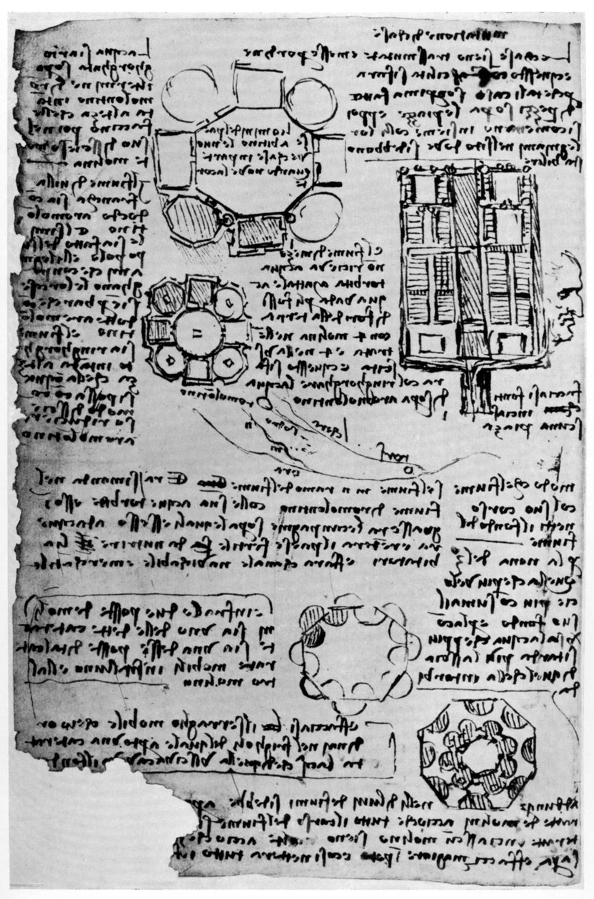 Esboço para o Castelo Romorantin, 1517-1518 1954. de Leonardo da Vinci