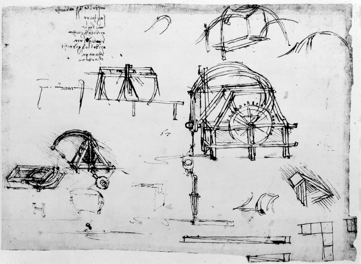 Esboço de um dispositivo de movimento perpétuo projetado por Leonardo da Vinci, c1472-1519 de Leonardo da Vinci
