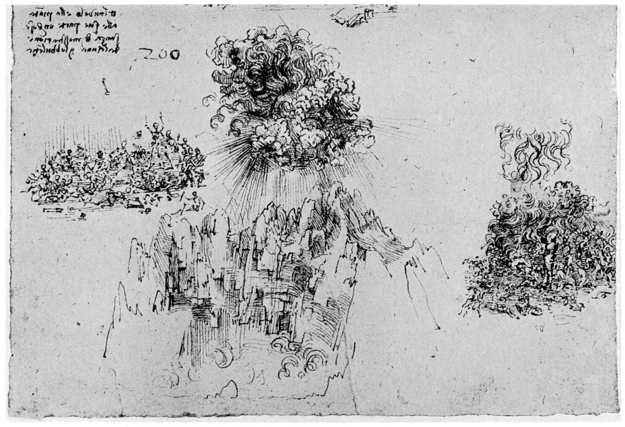 Esboço do Juízo Final, final do século XV ou início do século XVI, 1954 de Leonardo da Vinci