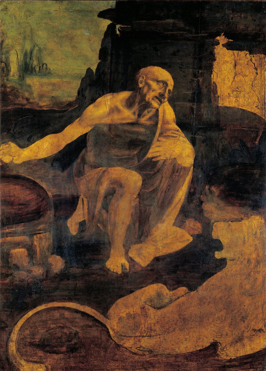 St. Jerome, c.1480-82 (óleo e tempera sobre nozes) de Leonardo da Vinci
