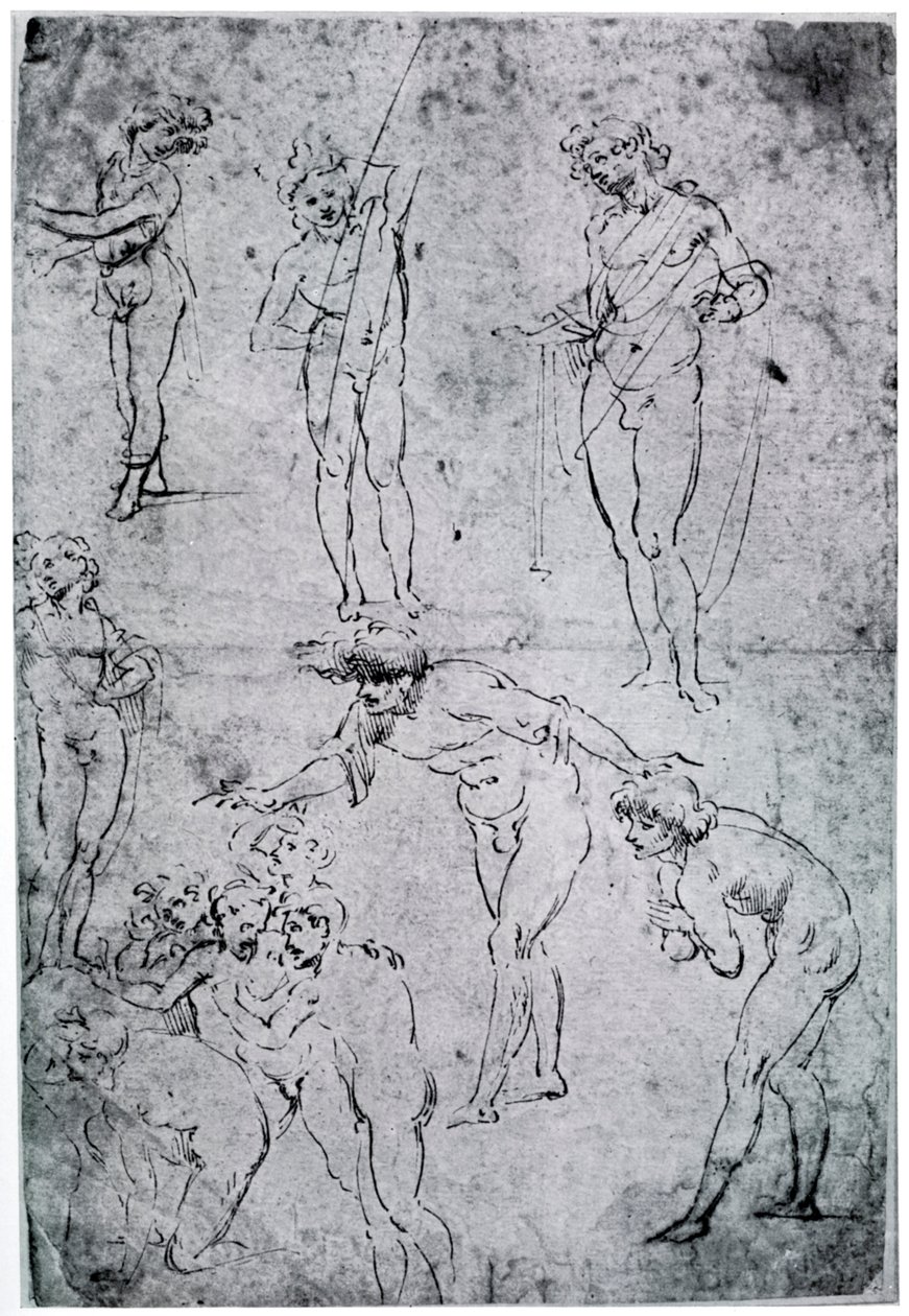 Estudos para a Adoração dos Reis Magos, século XV, 1954 de Leonardo da Vinci