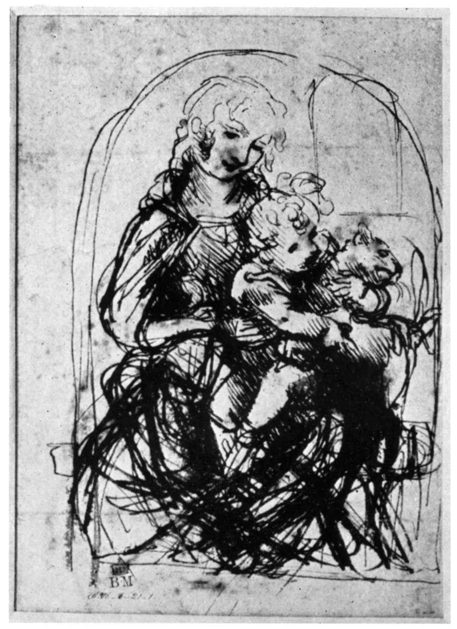 Estudos para Madonna Del Gatto, século XV, 1930. de Leonardo da Vinci