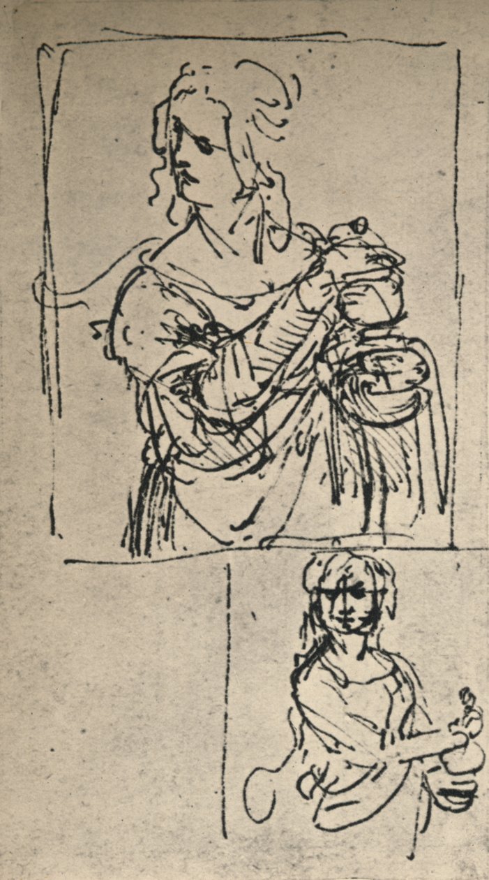 Estudos para uma Santa Maria Madalena, c1480-1482 1945 de Leonardo da Vinci