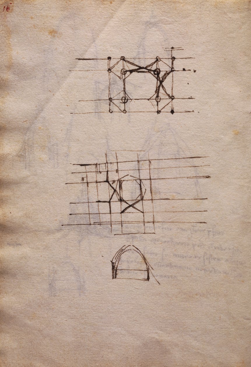 Estudos para lanterna da catedral, do Codex Trivulzianus de Leonardo da Vinci