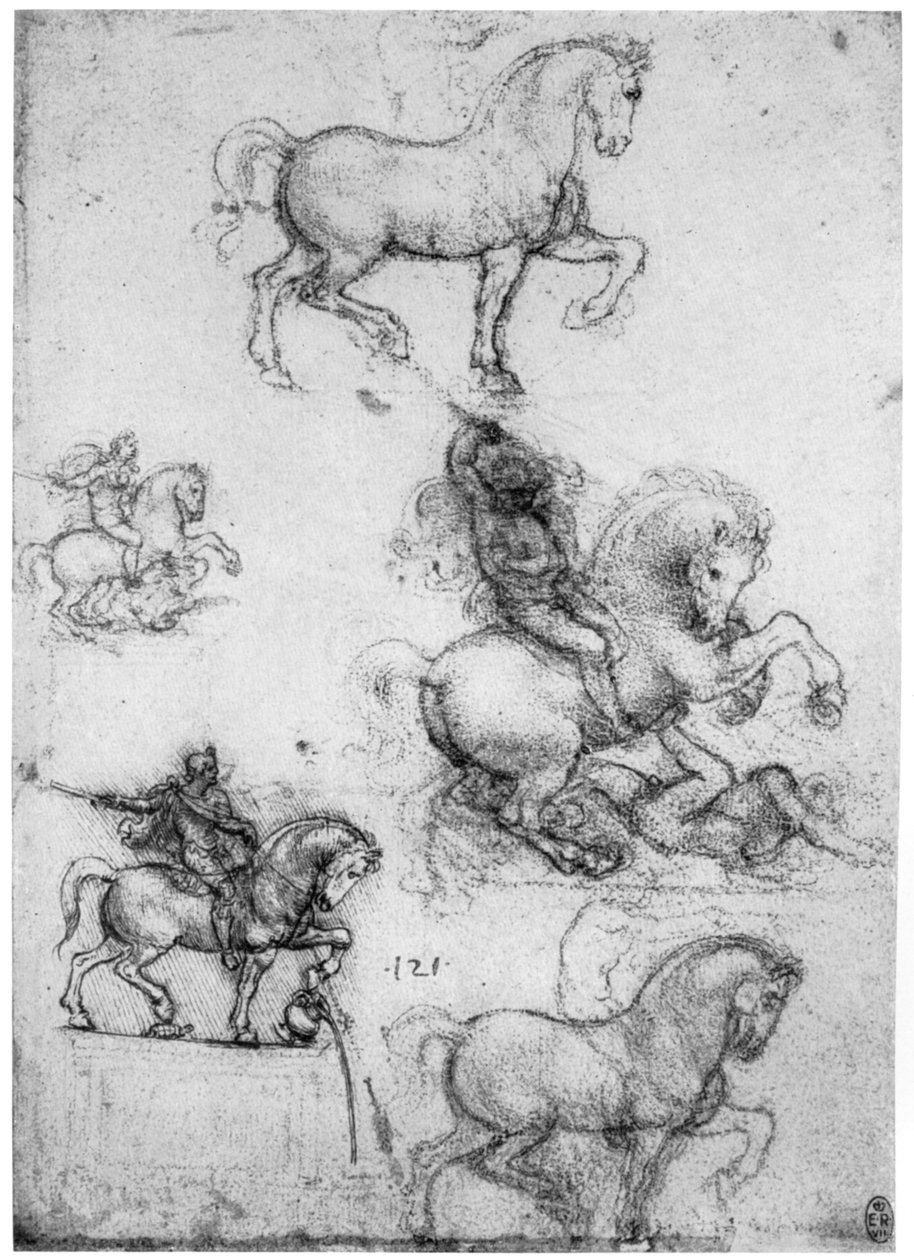 Estudos para o Monumento Trivulzio, c1508 1954. de Leonardo da Vinci