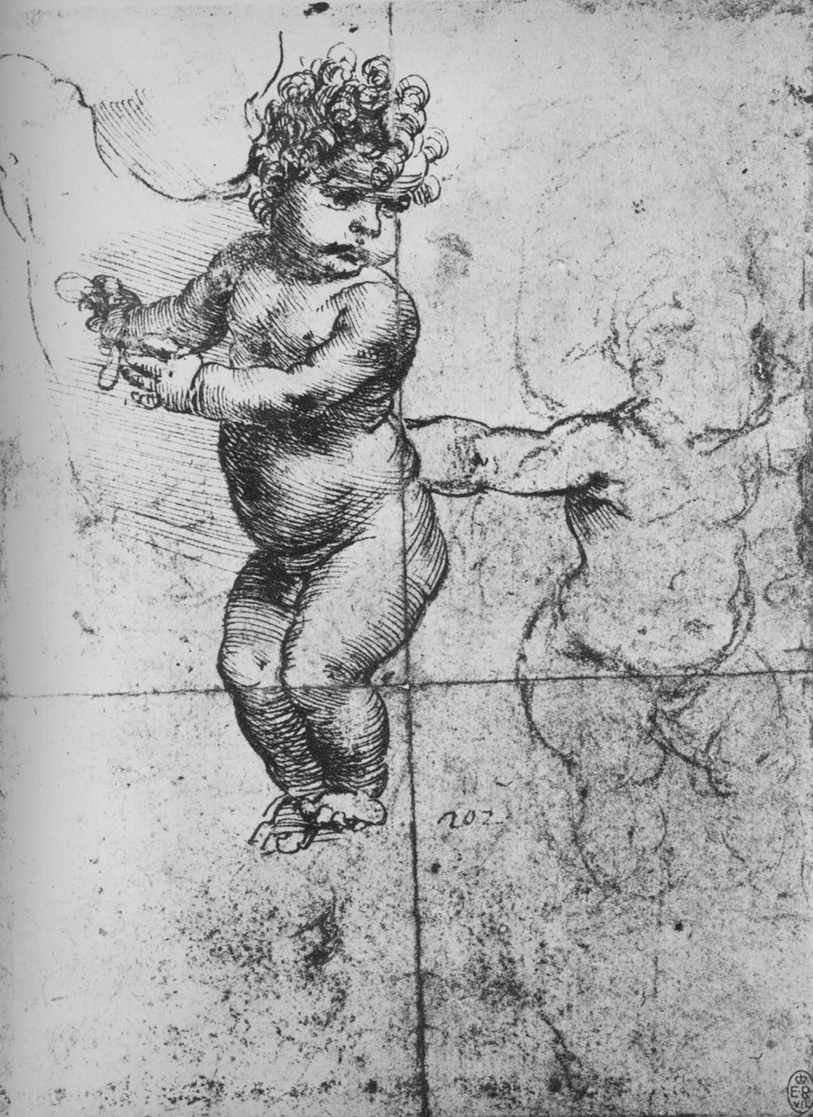 Estudos de Crianças, c1480 1945 de Leonardo da Vinci