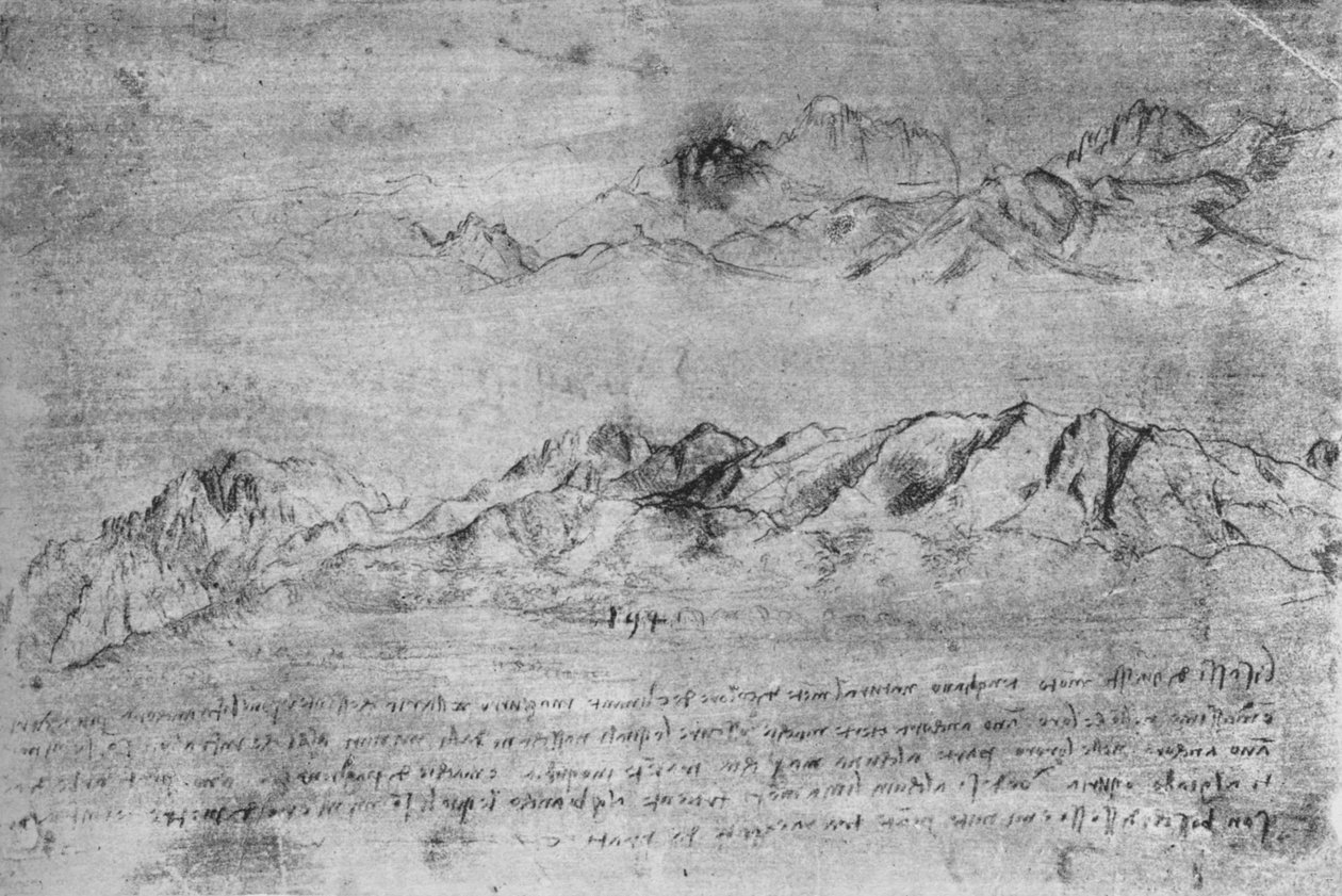 Estudos de Cordilheiras, c1480 1945 de Leonardo da Vinci
