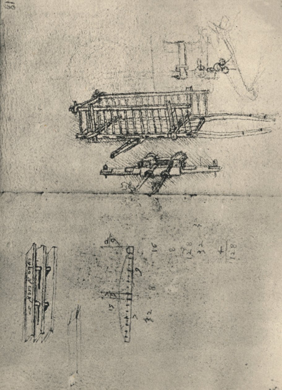 Estudos de um carrinho, Etc., c1480 1945 de Leonardo da Vinci