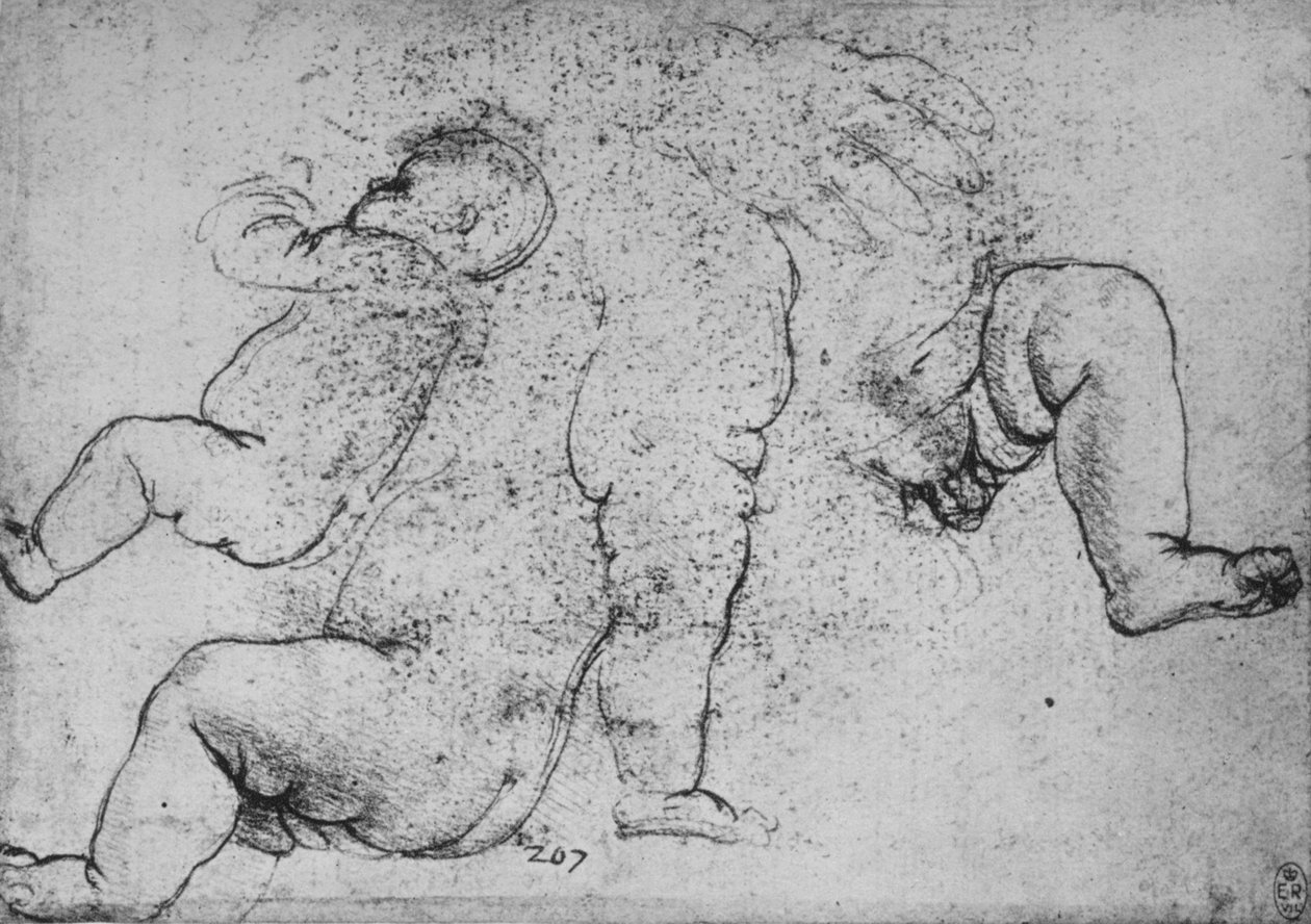 Estudos de uma Criança, c1490 1945 de Leonardo da Vinci