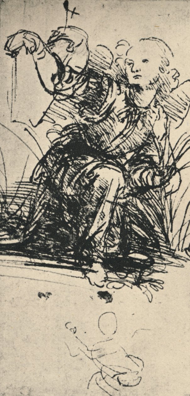 Estudos de um anjo ajoelhado, c1467-1519 1945 de Leonardo da Vinci