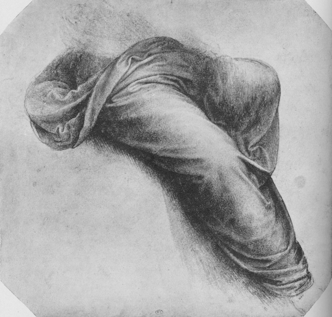 Estudos da cortina de uma figura sentada à direita, c1480 1945 de Leonardo da Vinci