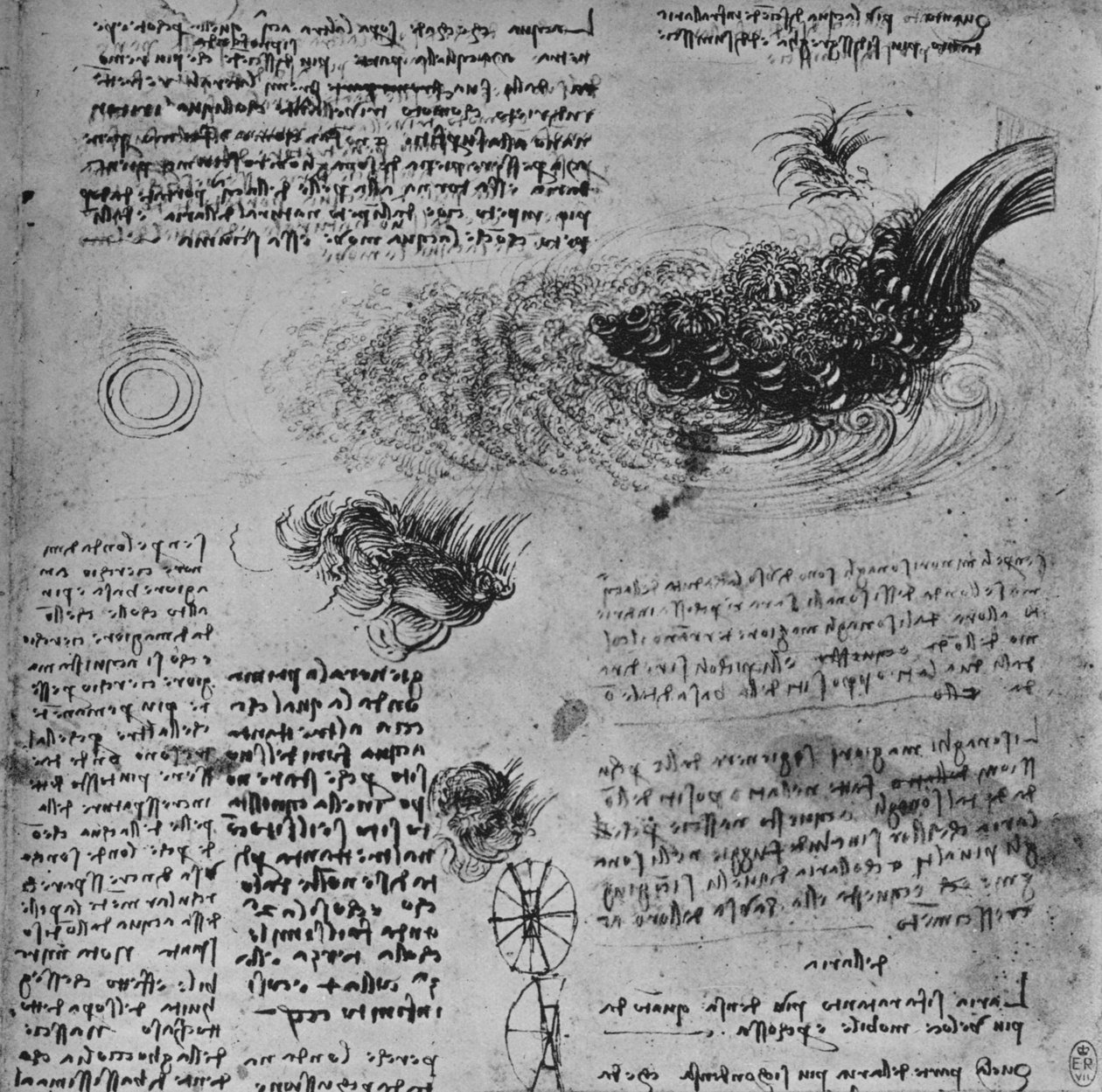 Estudos da formação da água em movimento, c1480 1945 de Leonardo da Vinci