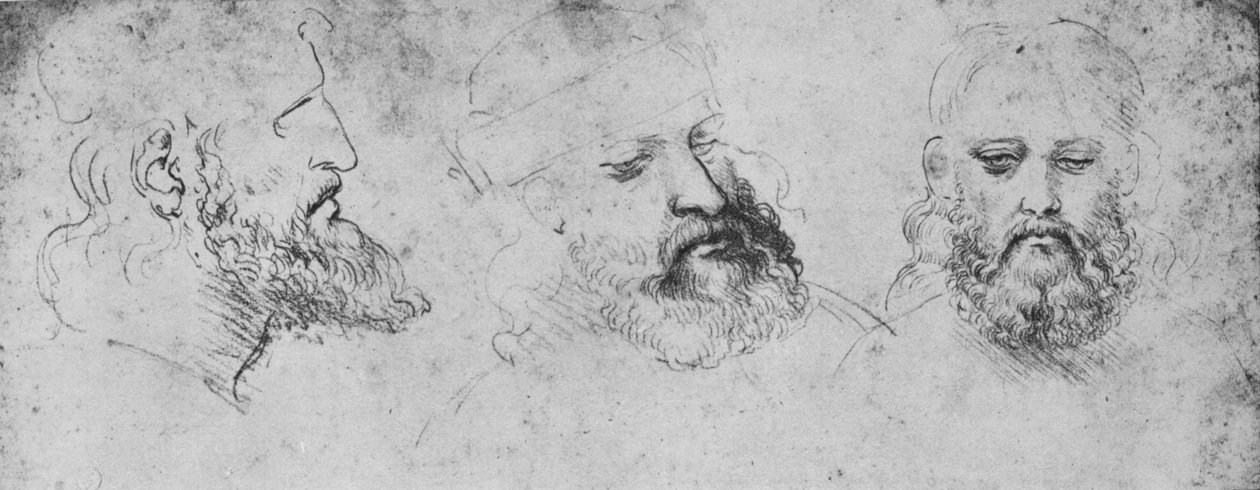 Estudos do Chefe de Cesare Borgia de Três Pontos de Vista, c1480 1945 de Leonardo da Vinci