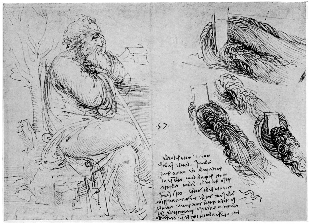 Estudos de redemoinhos de água, c1513 1954 de Leonardo da Vinci