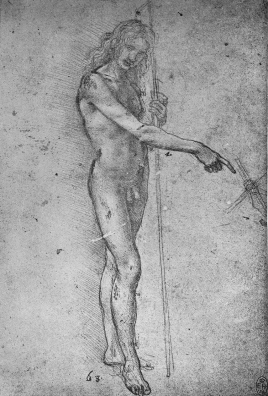 Estudo para um jovem São João Batista, c1480 1945 de Leonardo da Vinci