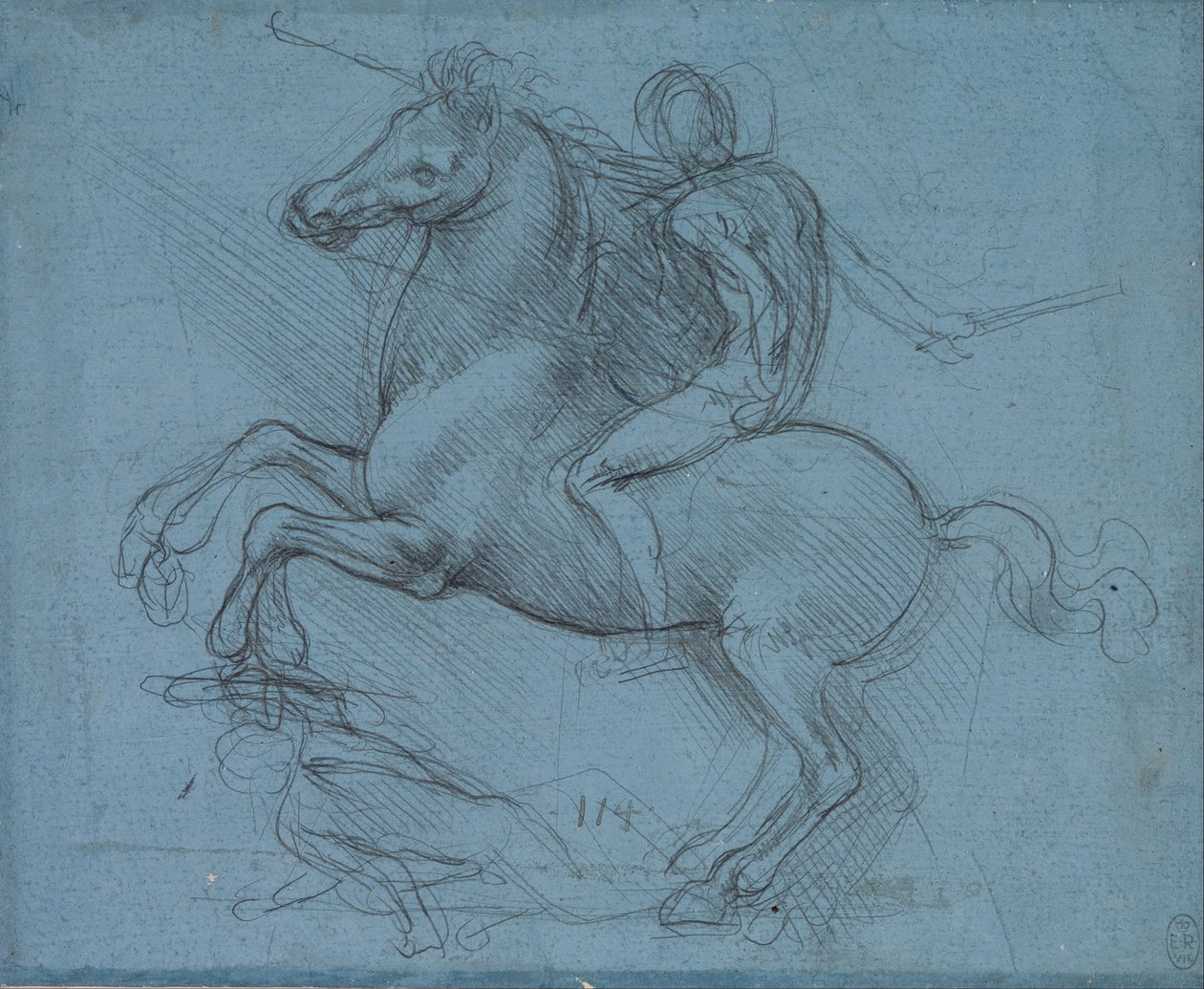Estudo para um monumento equestre (reto) de Leonardo da Vinci