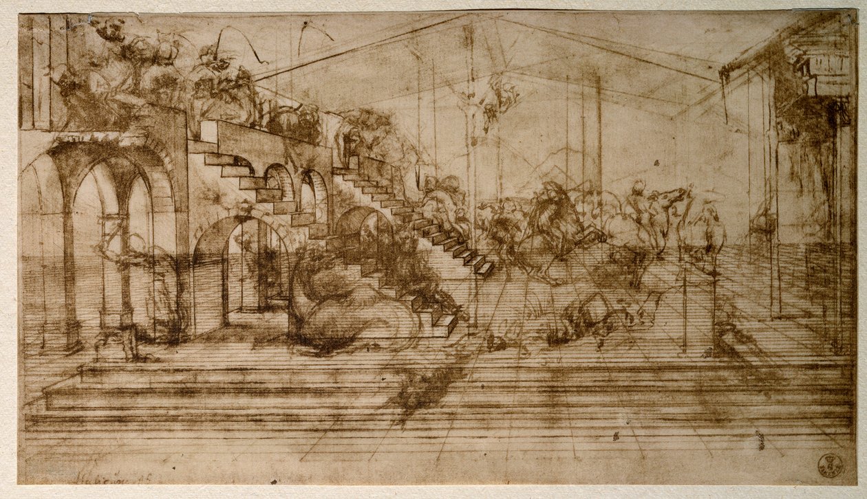 Estudo para a adoração dos Magos (Desenho a lápis de Leonardo da Vinci