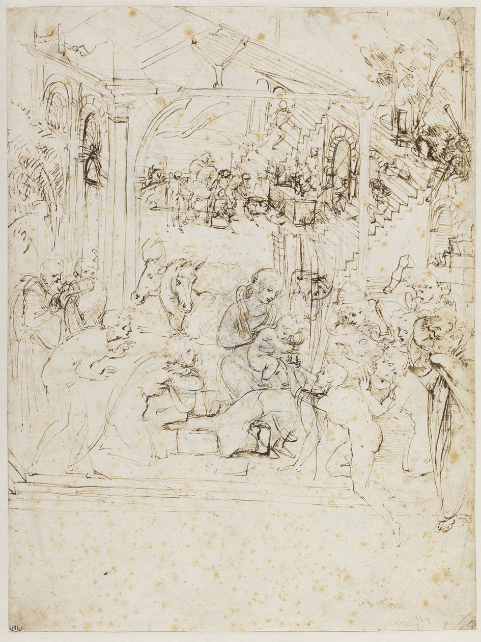 Estudo para a Adoração dos Magos, ca 1481. de Leonardo da Vinci