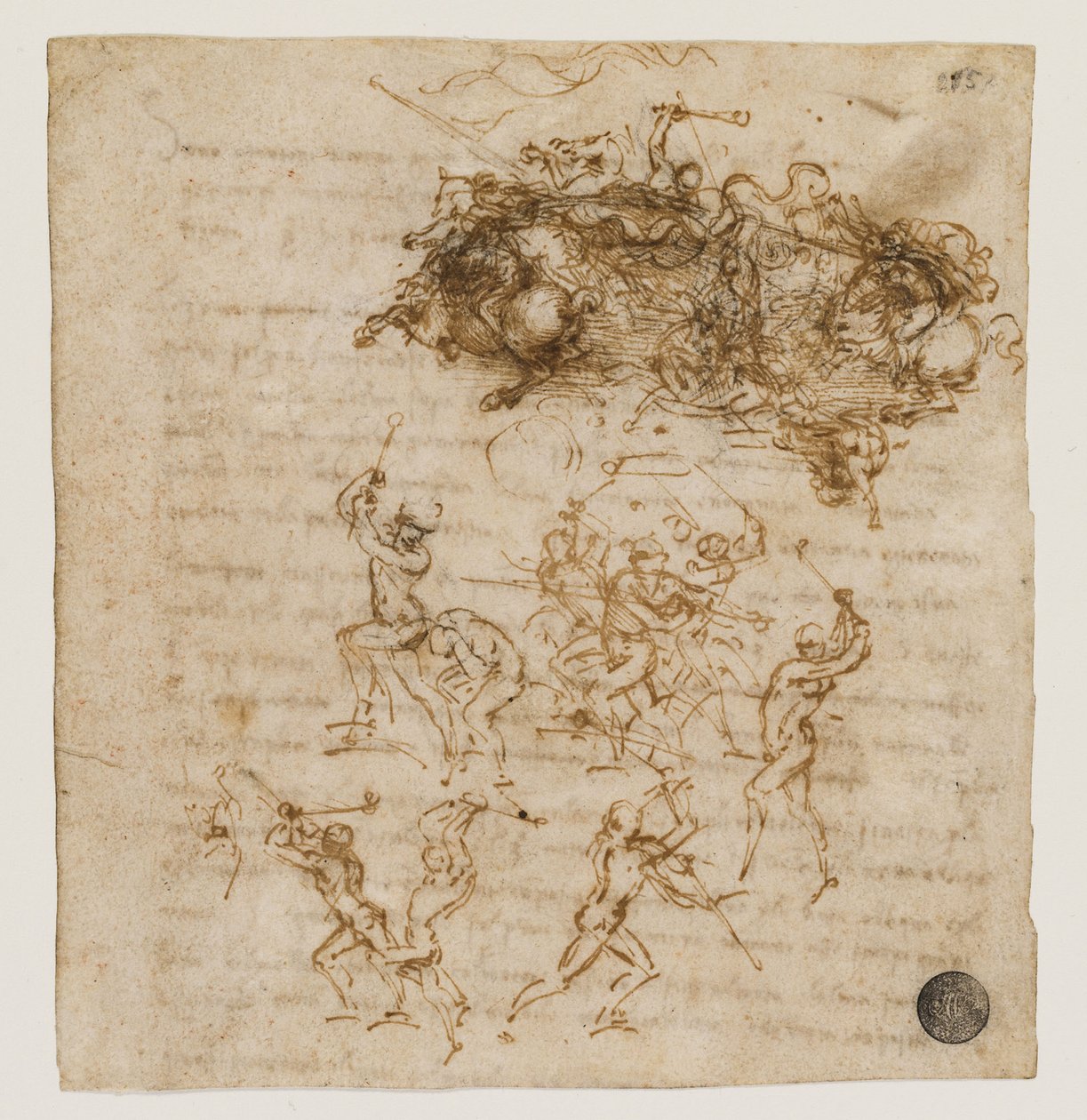 Estudo para a Batalha de Anghiari, ca 1503-1504. de Leonardo da Vinci