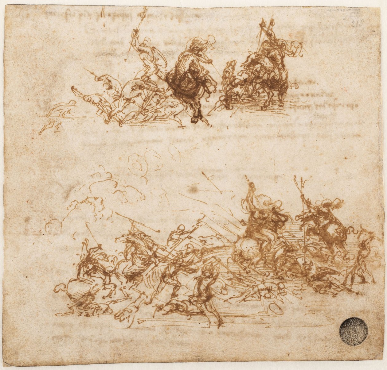 Estudo para a Batalha de Anghiari, ca 1503-1504. de Leonardo da Vinci