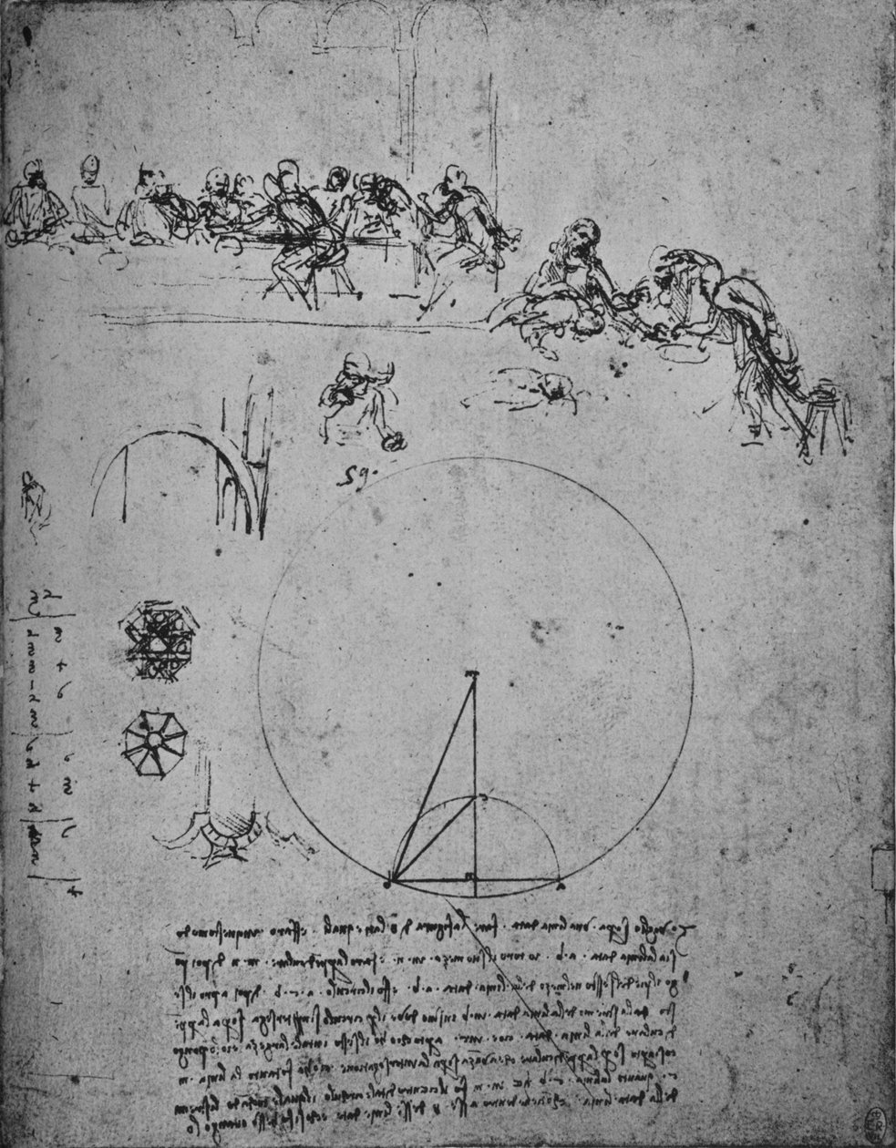 Estudo para os últimos números e cálculos super e matemáticos, c1480 1945 de Leonardo da Vinci