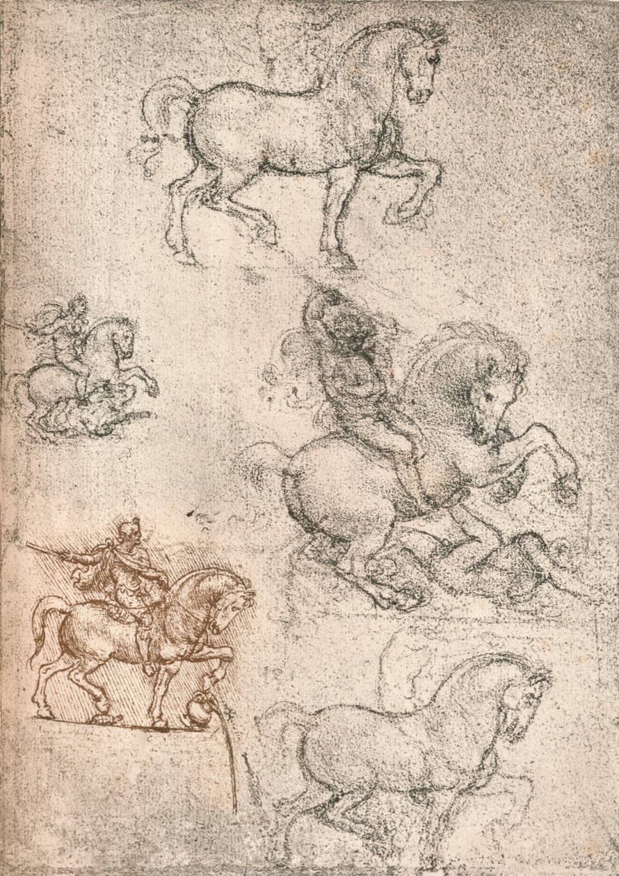 Estudo para o monumento de Sforza, c1482-c1499 1883 de Leonardo da Vinci