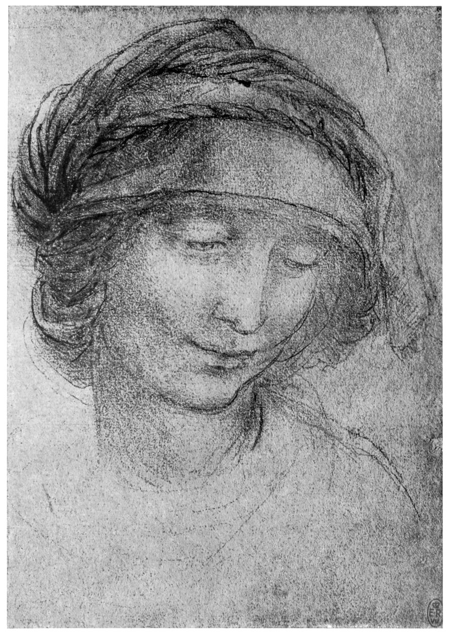 Estudo para o chefe de Santa Ana, c1508 1954 de Leonardo da Vinci