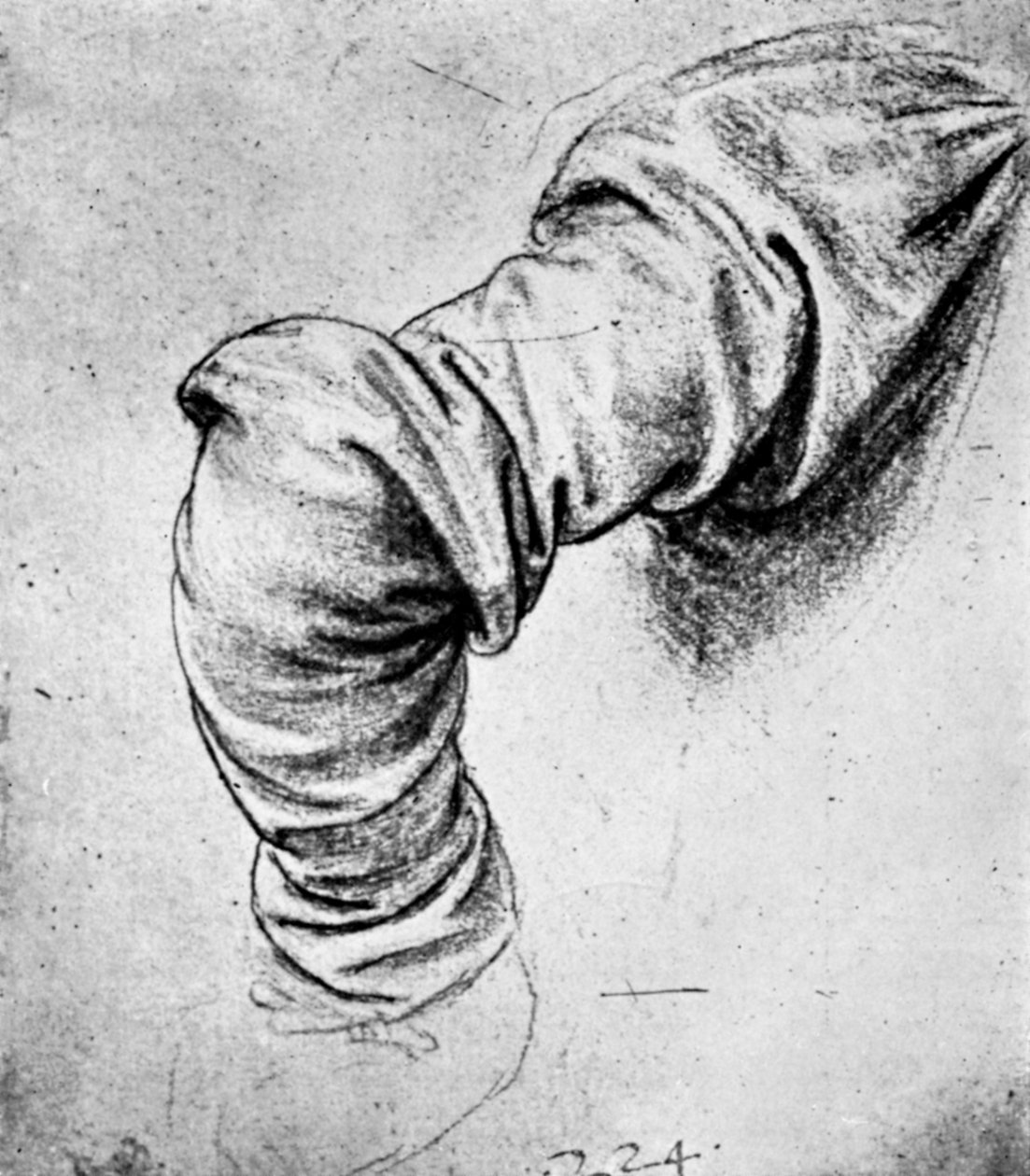 Estudo para a manga do braço direito de São Pedro, século XV, 1930. de Leonardo da Vinci
