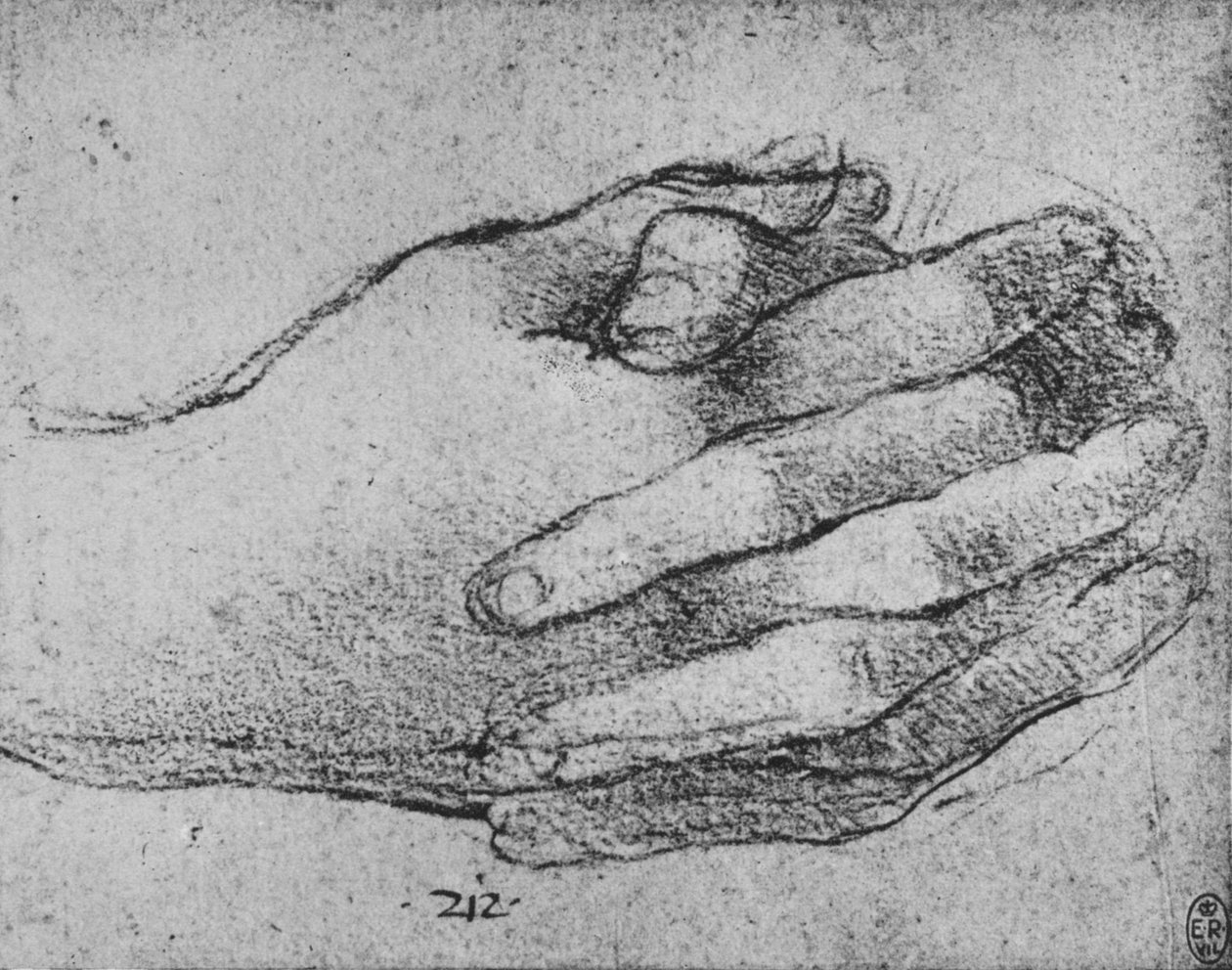 Estudo das mãos entrelaçadas, c1480 1945 de Leonardo da Vinci