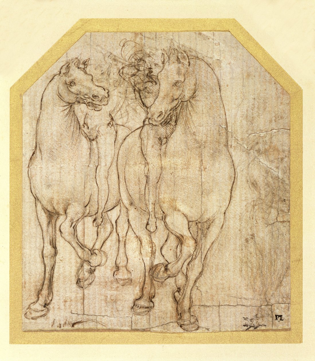 Estudo de Cavalos e Cavaleiros, c.1480 (metalpoint no papel) de Leonardo da Vinci