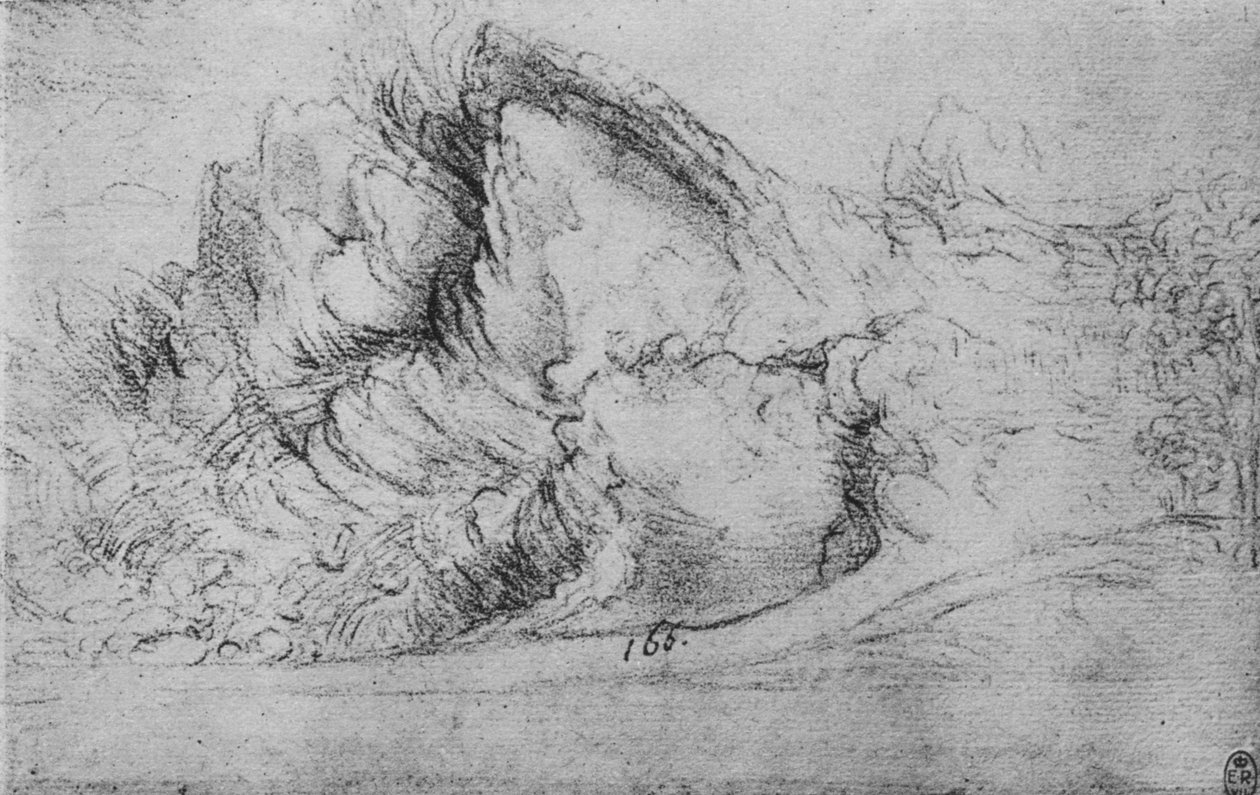 Estudo das formações rochosas, c1480 1945 de Leonardo da Vinci