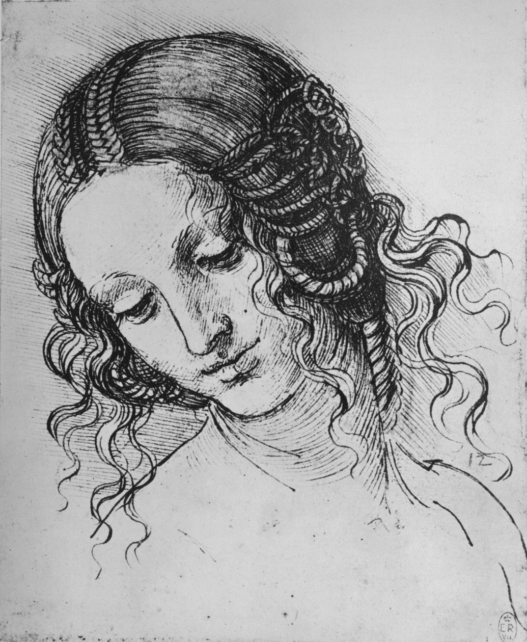 Estudo da cabeça de uma mulher, c1480 1945 de Leonardo da Vinci