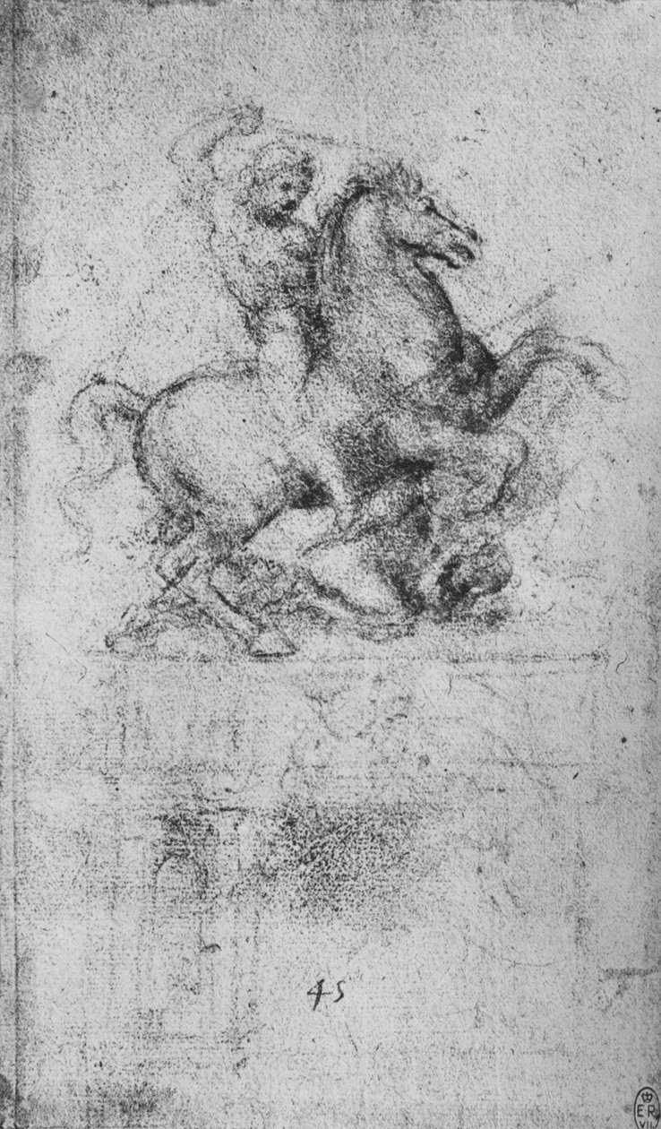 Estudo de um monumento equestre, c1480 1945 de Leonardo da Vinci
