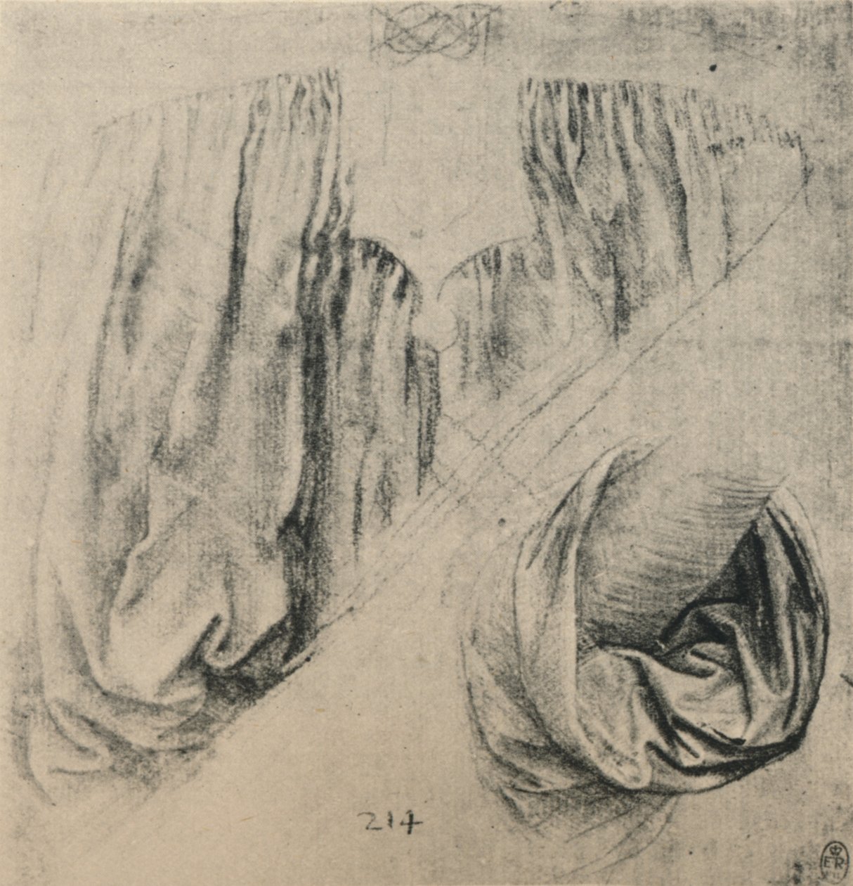 Estudo da frente de um vestido e manga, c1480 1945 de Leonardo da Vinci