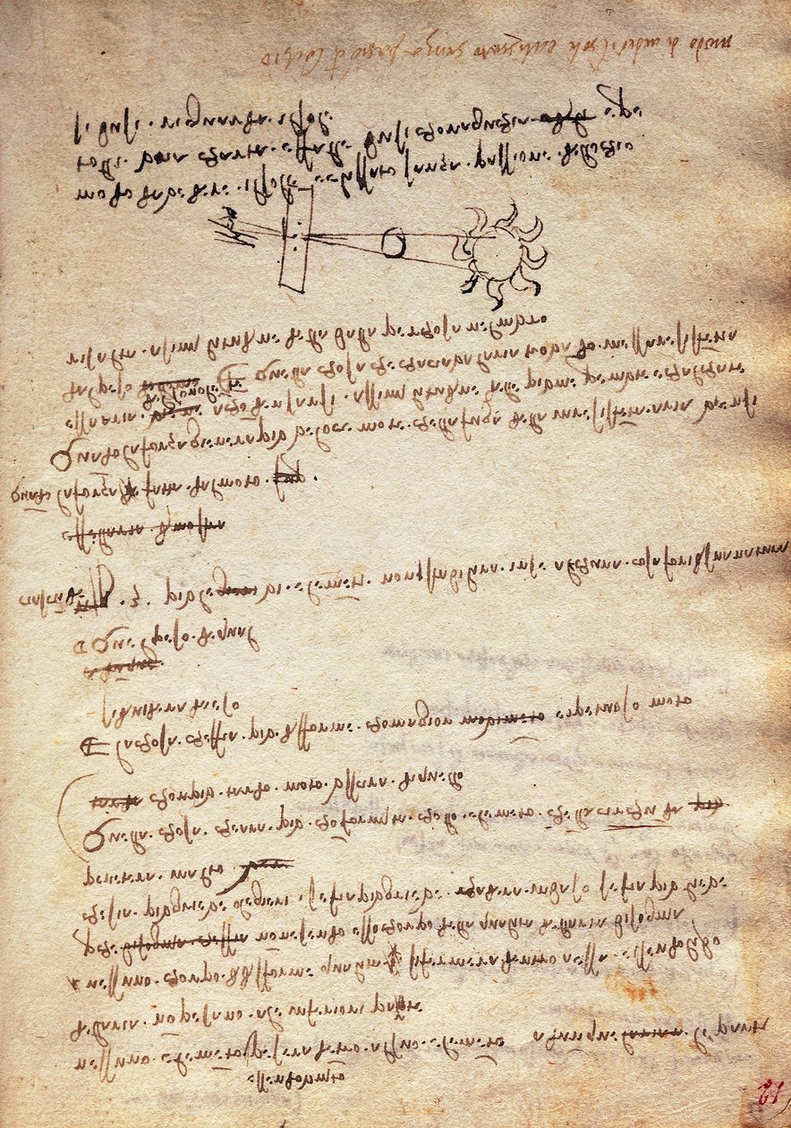 Estudo da técnica de observação do eclipse solar, Codex Trivulzianus de Leonardo da Vinci