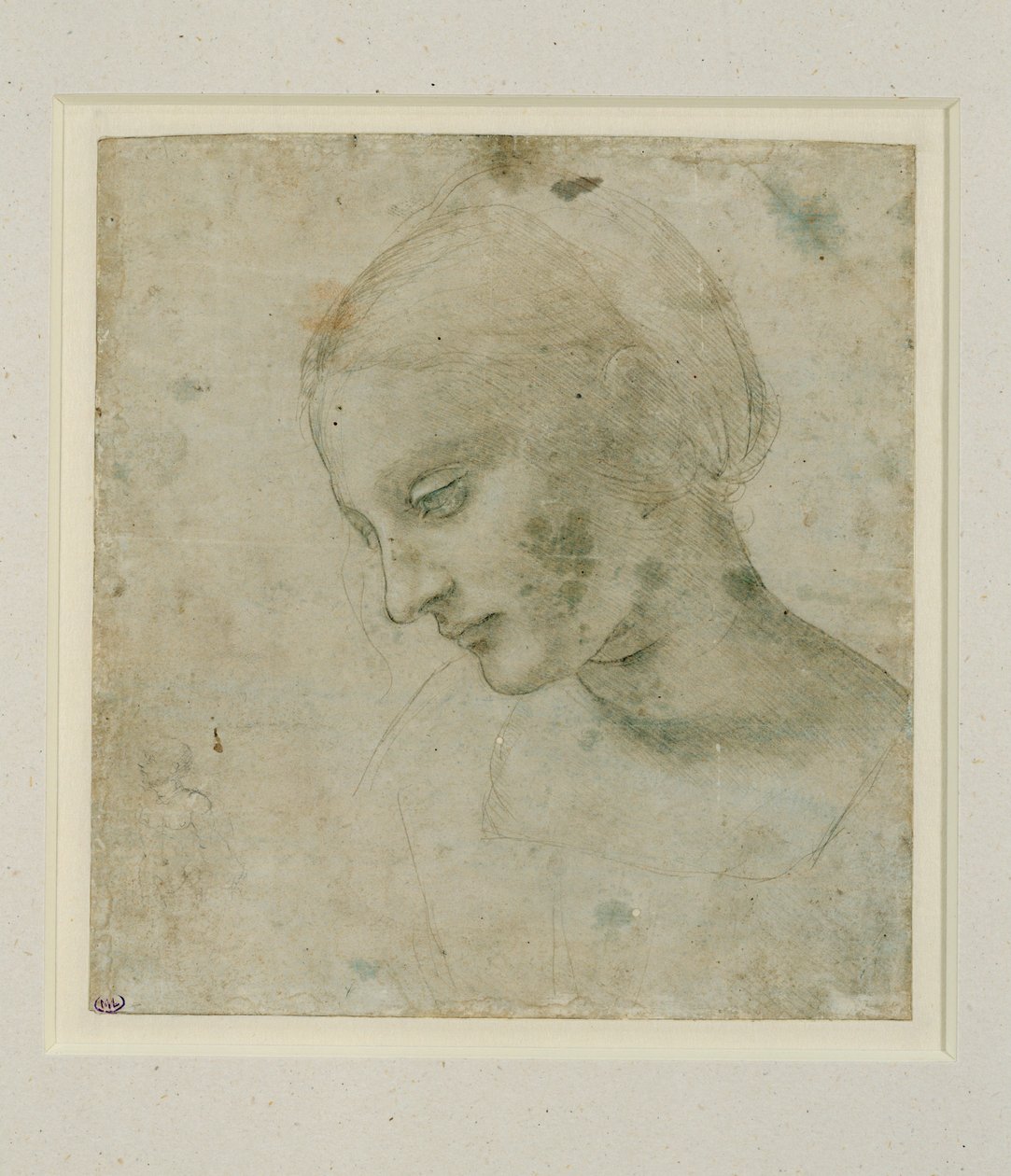 Cabeça de mulher quase de perfil ... de Leonardo da Vinci