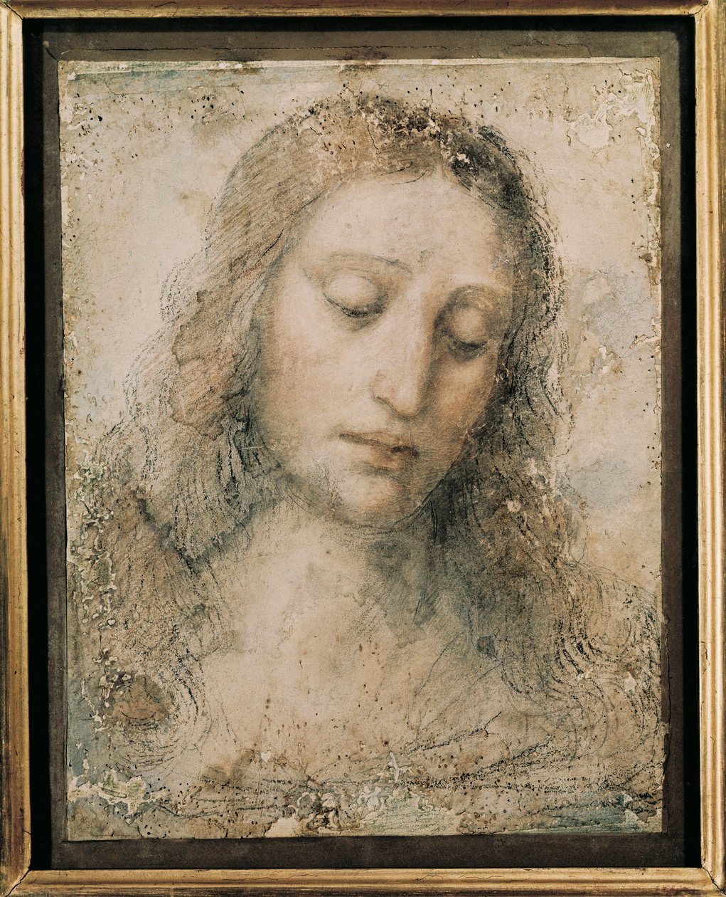 "" Cabeça de Cristo Redentor "" Desenho de um aluno de Leonardo da Vinci de Leonardo da Vinci